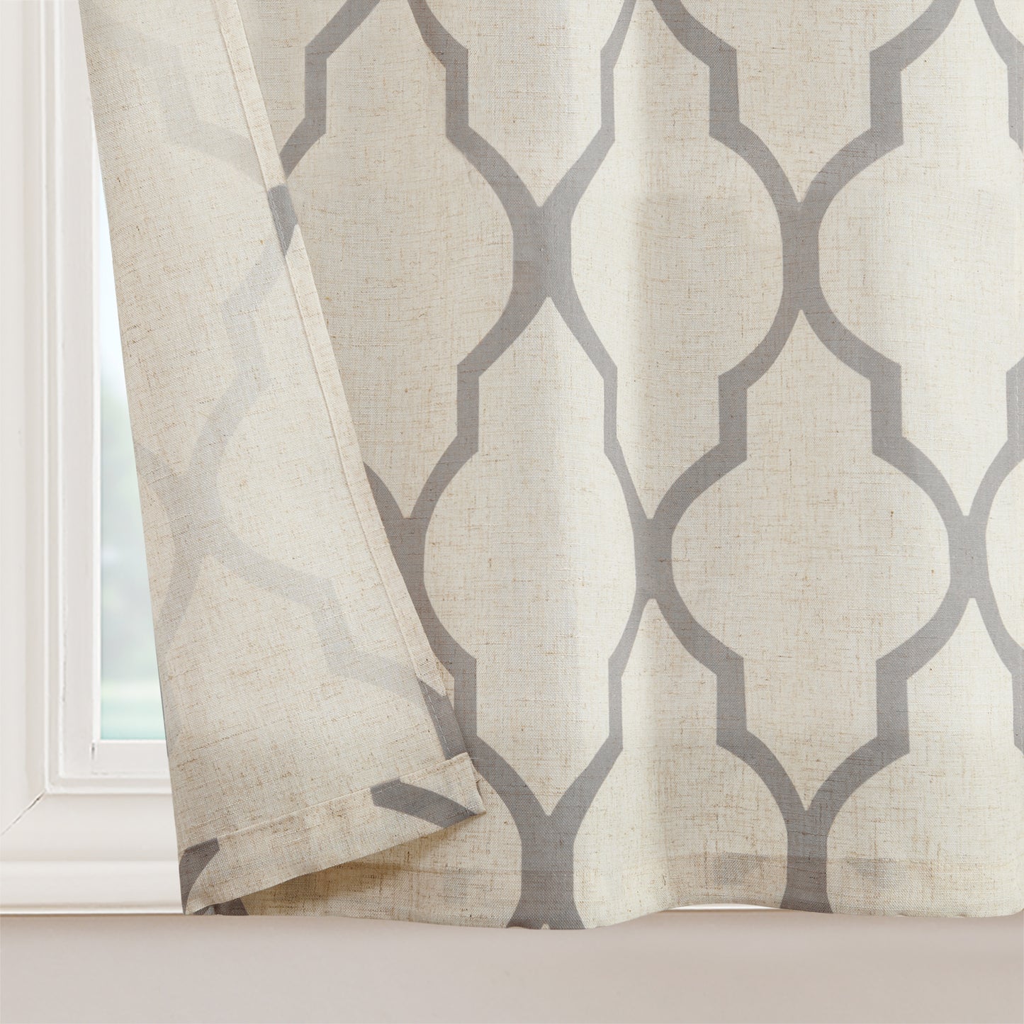 Curtainking Kitchen Curtains Moroccan Tile Print Tier Curtains Farmhouse Cafe Curtains for Bathroom 2 Panels