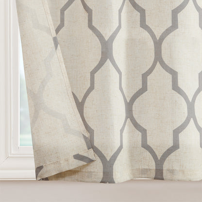 Curtainking Kitchen Curtains Moroccan Tile Print Tier Curtains Farmhouse Cafe Curtains for Bathroom 2 Panels