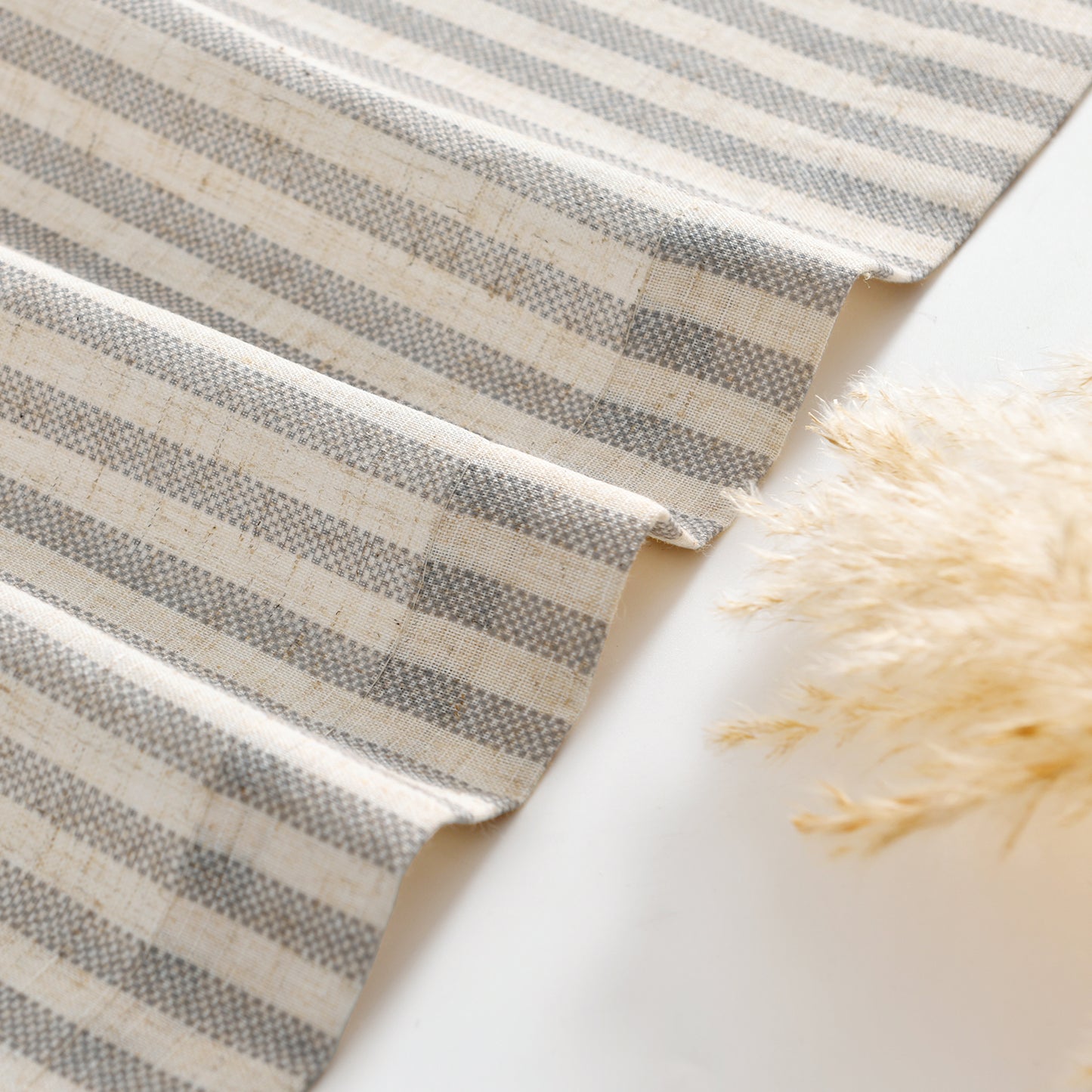 CURTAINKING Kitchen Valance Stripe Pattern Farmhouse Window Valance Linen Window Treatment for Bathroom Rod Pocket 1 Panel