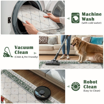 RUGKING Area Rug Multi Color Vintage Doormat Kitchen Floor Cover Indoor Soft Floral Mat Retro Accent Rug Bathroom Living Room Bedroom Office