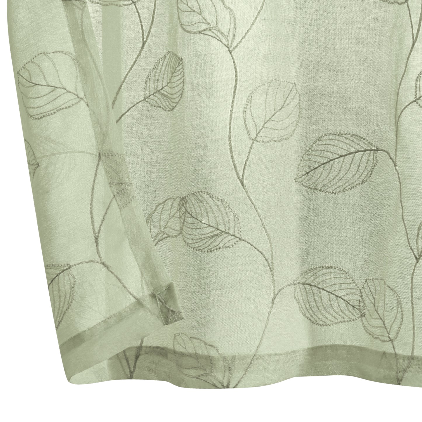 Curtainking Leaf Embroidered Window Topper Valance Farmhouse Sheer Kitchen Valance Light Filtering Short Curtains Rod Pocket 1 Panel Drape