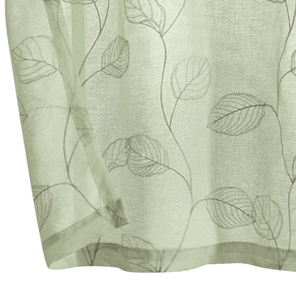 Curtainking Leaf Embroidered Window Topper Valance Farmhouse Sheer Kitchen Valance Light Filtering Short Curtains Rod Pocket 1 Panel Drape