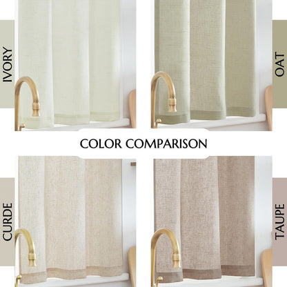 Curtainking Kitchen Curtains and Farmhouse Linen Semi Sheer Cafe Curtains 3-Piece Rod Pocket