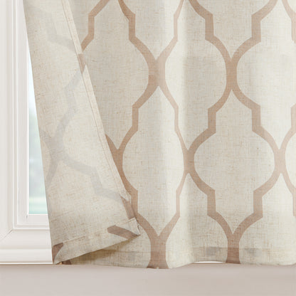 Curtainking Kitchen Curtains Moroccan Tile Print Tier Curtains Farmhouse Cafe Curtains for Bathroom 2 Panels