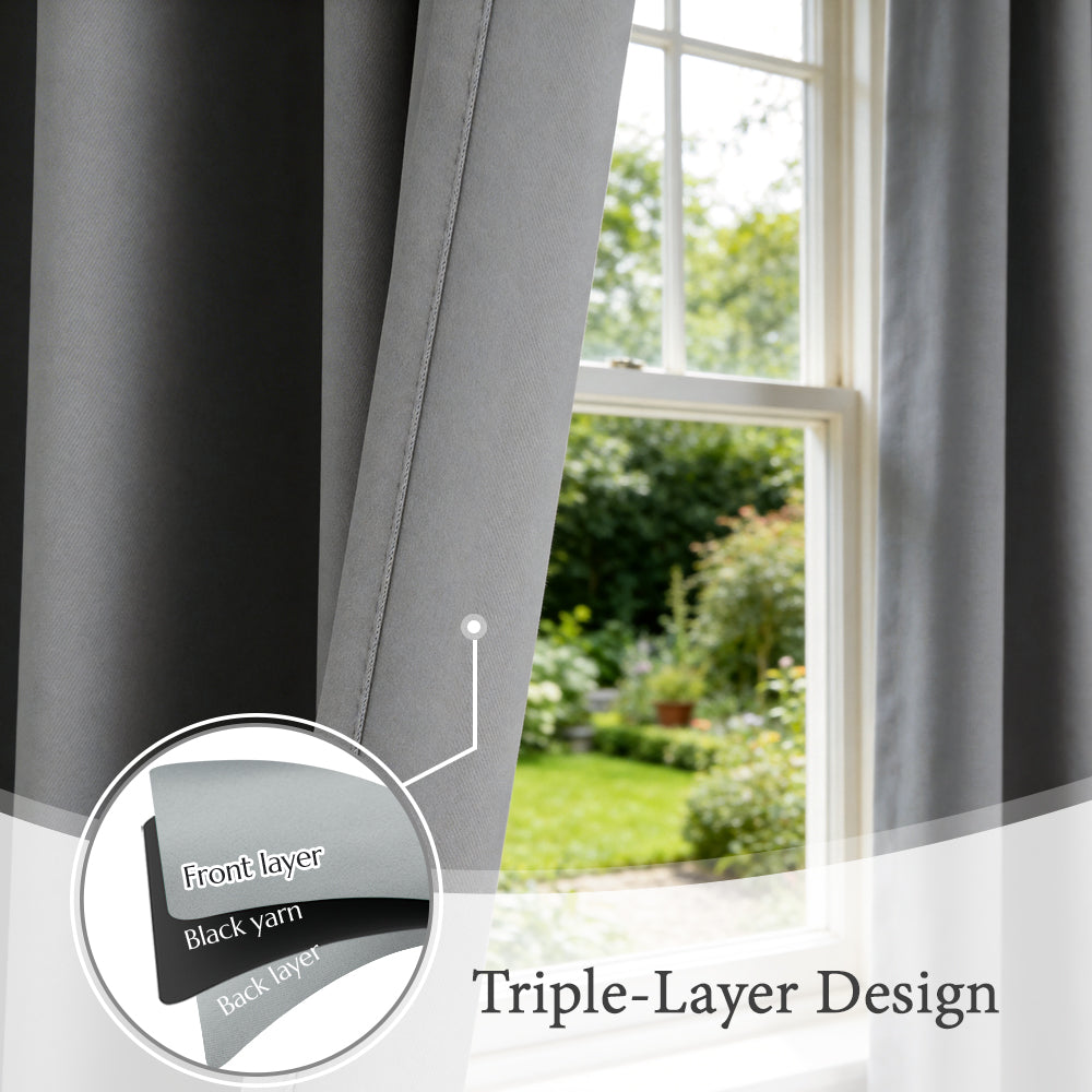 TOPICK Blackout Curtains Solid Grommet Drapes for Kitchen Bedroom Living Room 2 Panels