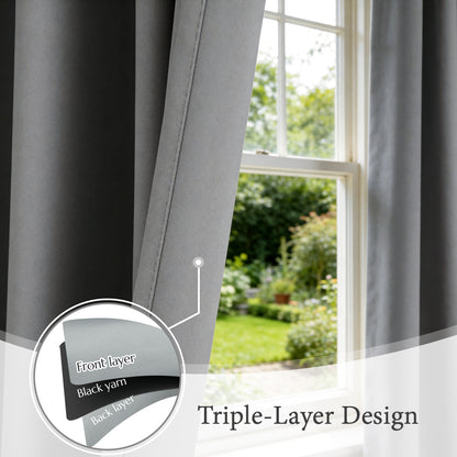TOPICK Blackout Curtains Solid Grommet Drapes for Kitchen Bedroom Living Room 2 Panels