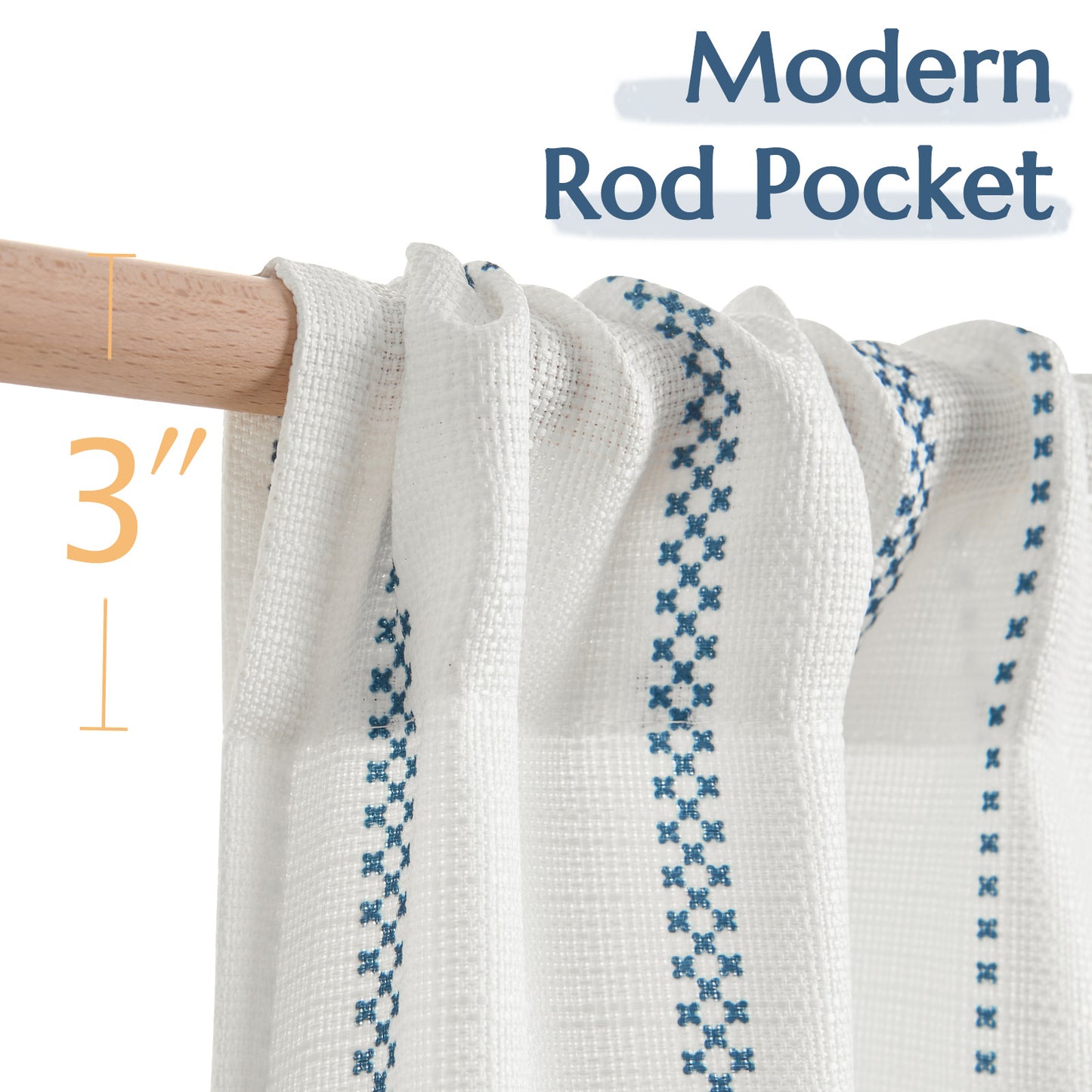 Curtainking Cafe Curtains Small Window Curtains Light Filtering Curtains 2 Panels of Boho Striped Kitchen Curtains for Half Windows