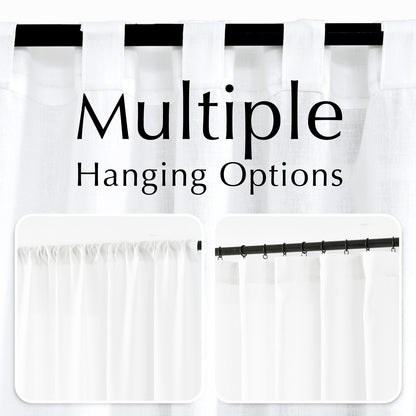 Curtainking Back Tab Curtains Light Filtering Curtains Living Room Bedroom Drapes Rod Pocket Linen Farmhouse Curtains Pack of 2
