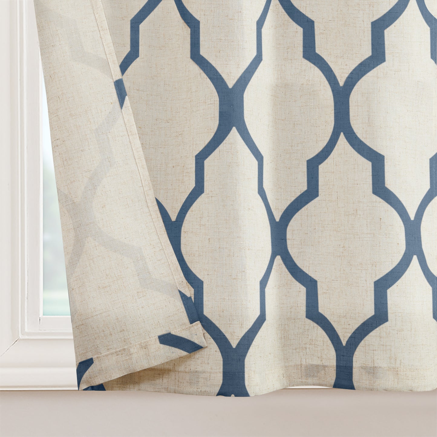 Curtainking Kitchen Curtains Moroccan Tile Print Tier Curtains Farmhouse Cafe Curtains for Bathroom 2 Panels