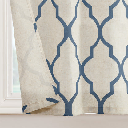 Curtainking Kitchen Curtains Moroccan Tile Print Tier Curtains Farmhouse Cafe Curtains for Bathroom 2 Panels