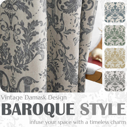 Curtainking Blackout Curtains for Bedroom Thermal Curtains Floral Patterned Living Room Vintage Country Curtain