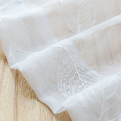 Curtainking White Sheer Curtains for Living Room Embroidered Leaf Window Curtains light Filtering Drapes Rod Pocket 2 Panels
