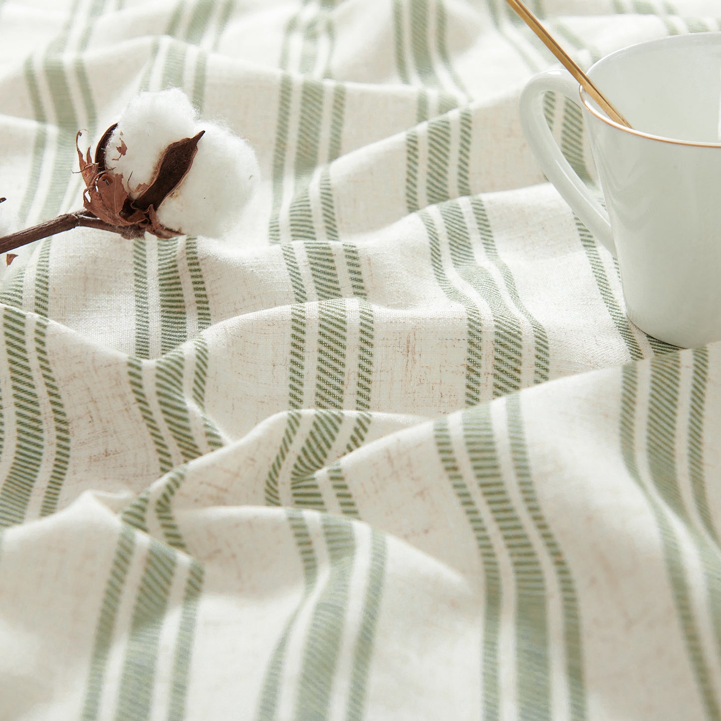 Curtainking Striped Kitchen Curtain Linen Cafe Curtains Semi-Sheer Rustic Farmhouse Tier Curtains Rod Pocket 2 Panels