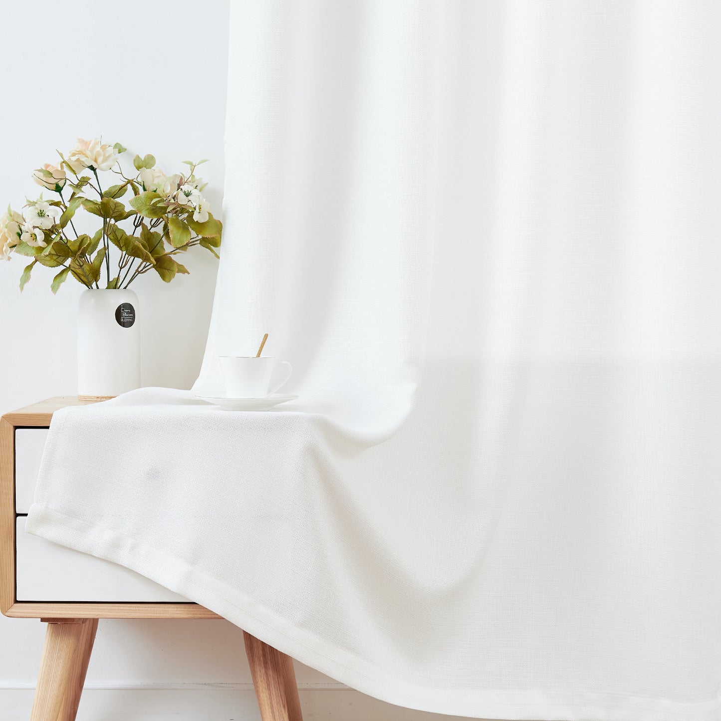 2 Pack Linen Textured Curtains Bedroom Living Room Window Curtain Set Light Filtering Drapes Grommet Top 2 Panels