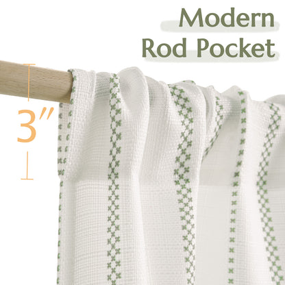 Curtainking Cafe Curtains Small Window Curtains Light Filtering Curtains 2 Panels of Boho Striped Kitchen Curtains for Half Windows