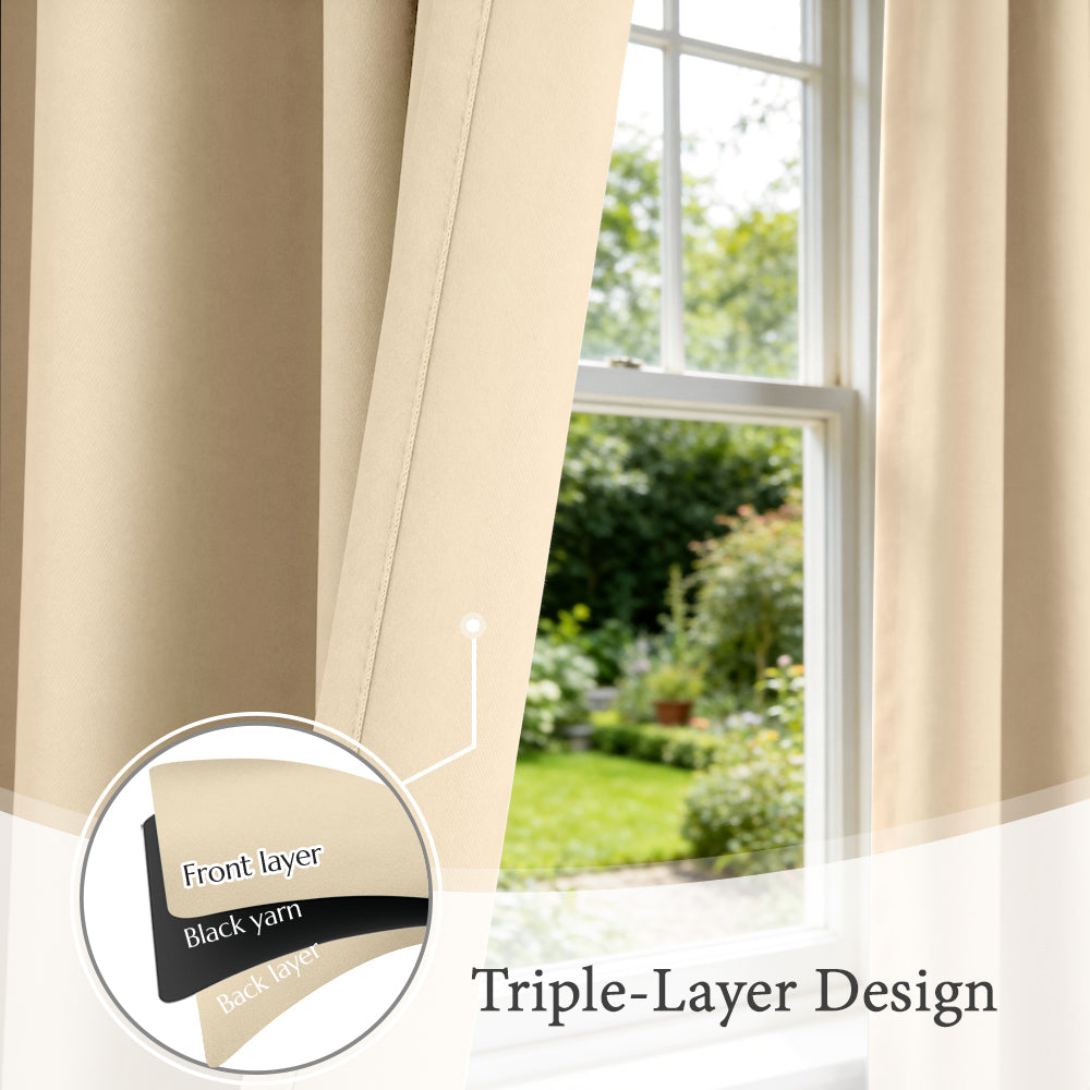 TOPICK Blackout Curtains Solid Grommet Drapes for Kitchen Bedroom Living Room 2 Panels