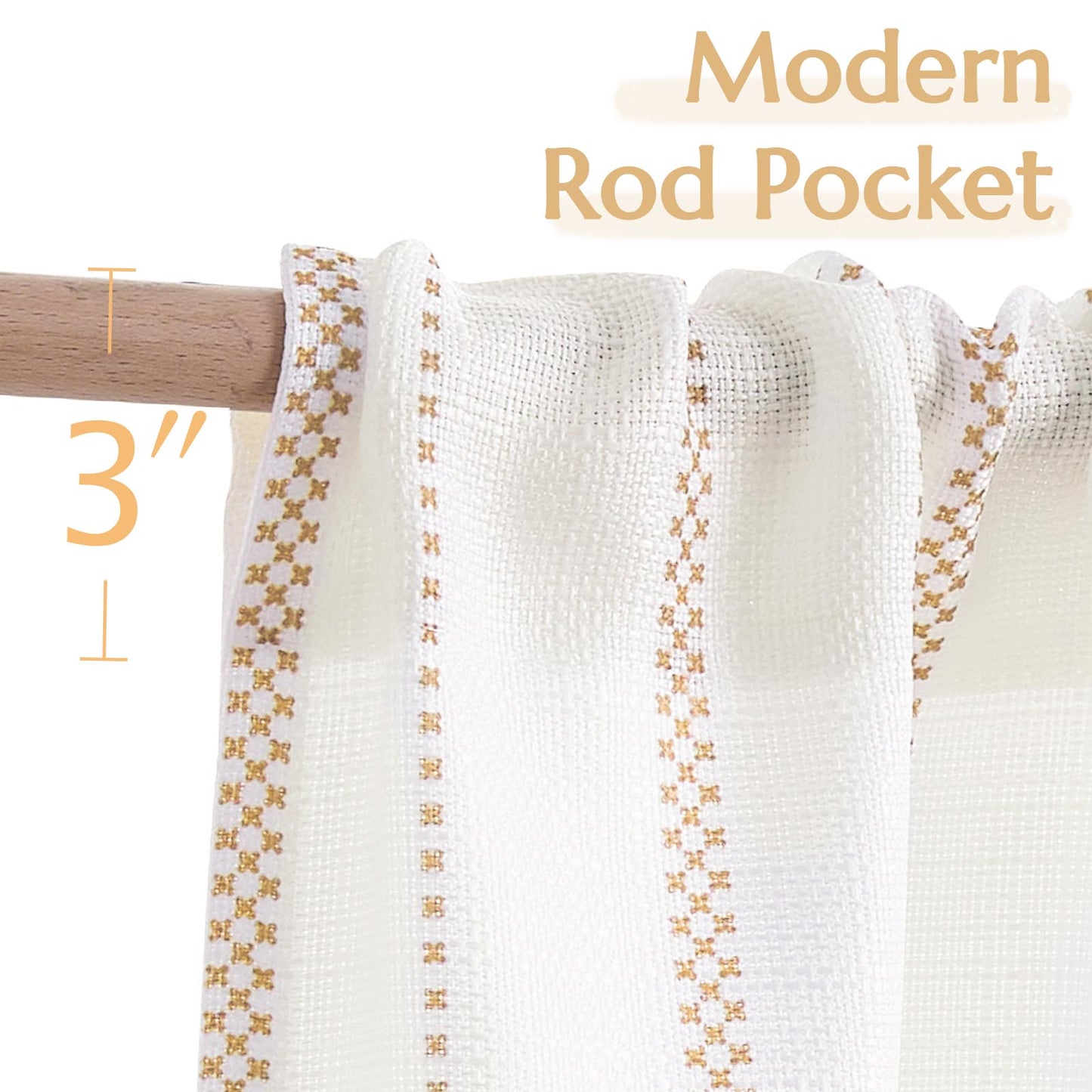 Curtainking Cafe Curtains Small Window Curtains Light Filtering Curtains 2 Panels of Boho Striped Kitchen Curtains for Half Windows