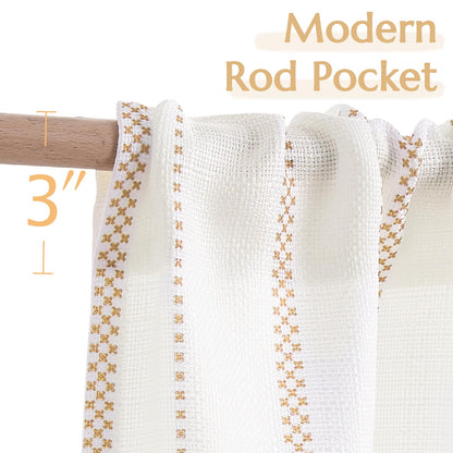 Curtainking Cafe Curtains Small Window Curtains Light Filtering Curtains 2 Panels of Boho Striped Kitchen Curtains for Half Windows