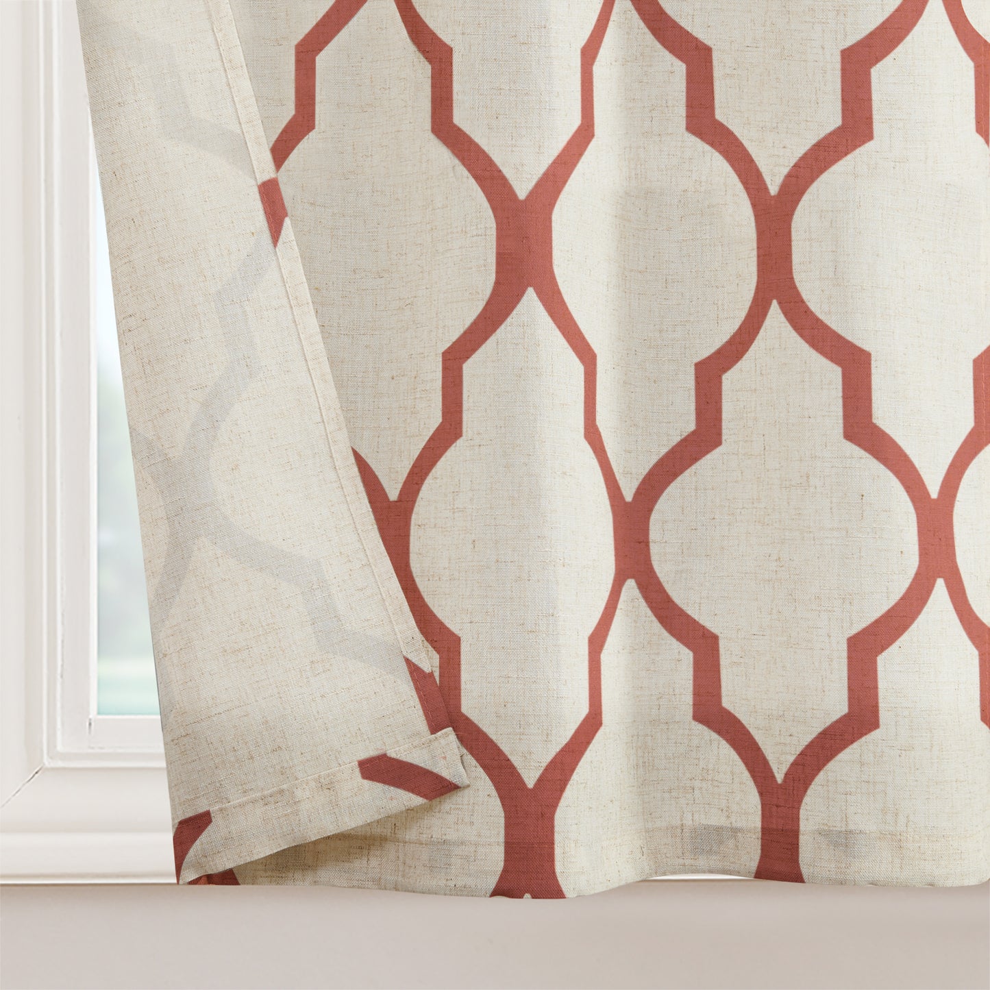 Curtainking Kitchen Curtains Moroccan Tile Print Tier Curtains Farmhouse Cafe Curtains for Bathroom 2 Panels