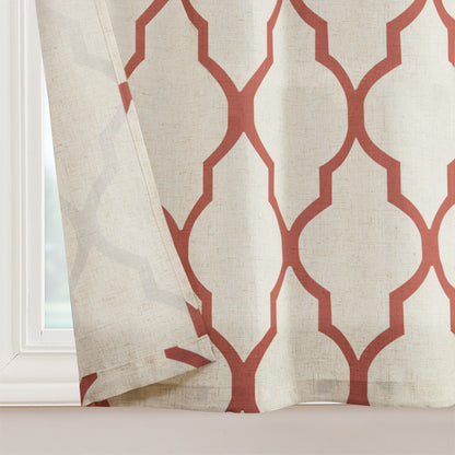 Curtainking Kitchen Curtains Moroccan Tile Print Tier Curtains Farmhouse Cafe Curtains for Bathroom 2 Panels