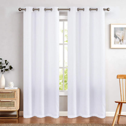 Curtainking Waffle Weave Textured Curtains Farmhouse Light Filtering Drapes for Living Room Bedroom Grommet Window Curtain 2 Panels