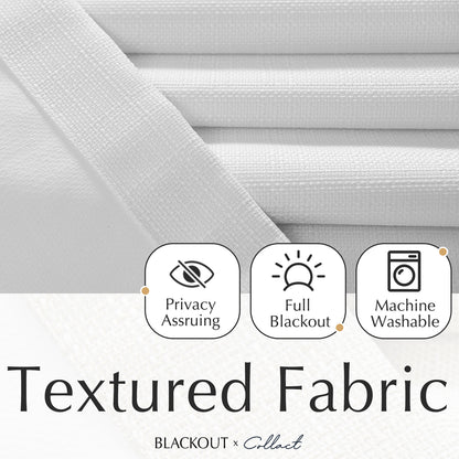 Curtainking Blackout Curtains Linen Textured Drapes for Bedroom Grommet 2 Panels