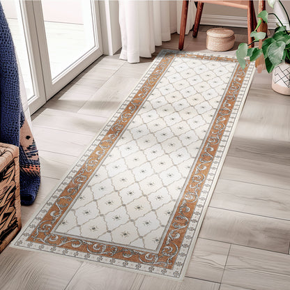 RUGKING Area Rug Multi Color Vintage Doormat Kitchen Floor Cover Indoor Soft Floral Mat Retro Accent Rug Bathroom Living Room Bedroom Office