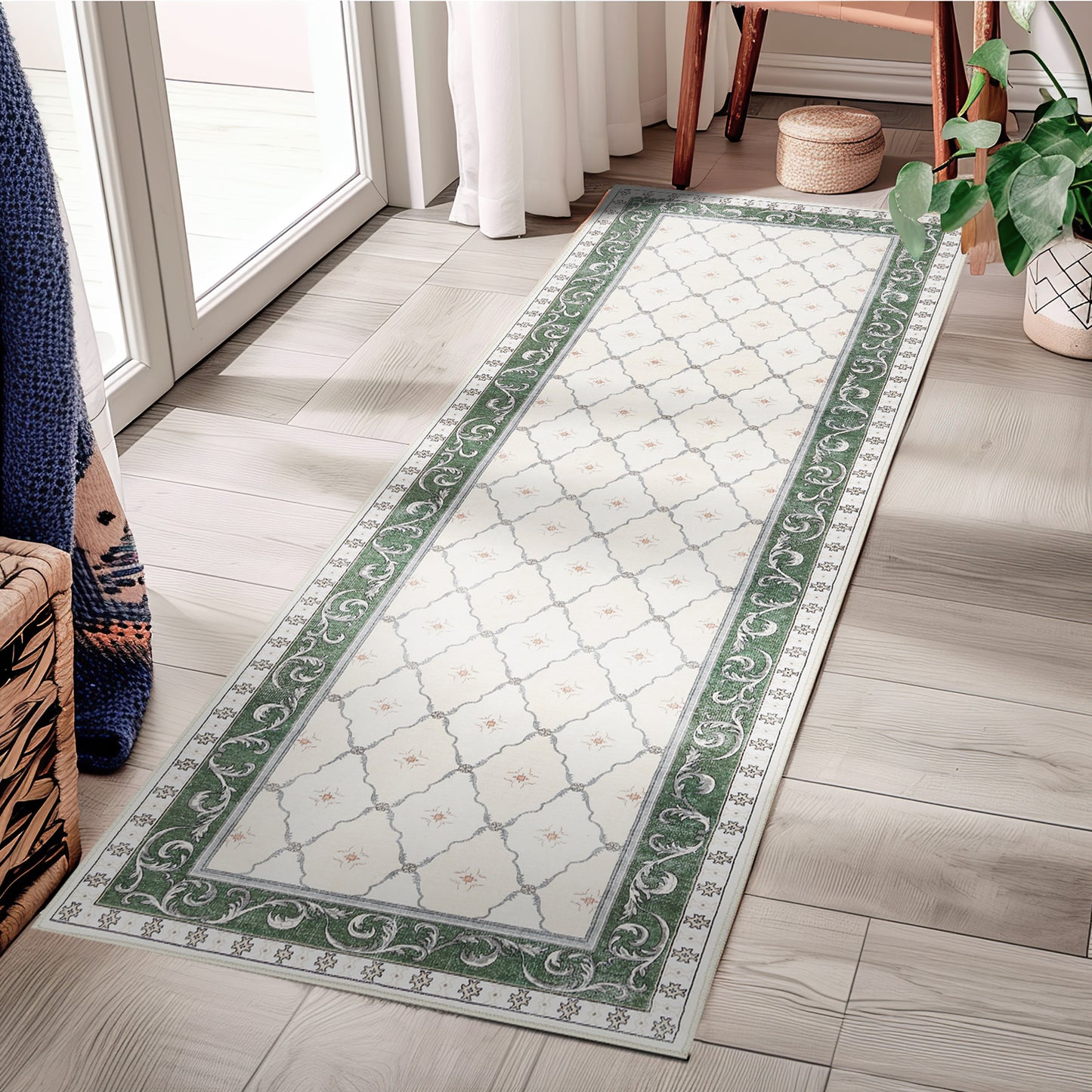 RUGKING Area Rug Multi Color Vintage Doormat Kitchen Floor Cover Indoor Soft Floral Mat Retro Accent Rug Bathroom Living Room Bedroom Office
