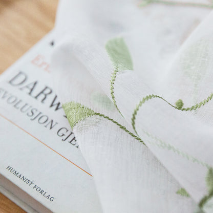 Curtainking Sheer Curtains Embroidered Leaf Window Curtains for Living Room Grommet Top 2 Panels Voile Drapes for Bedroom