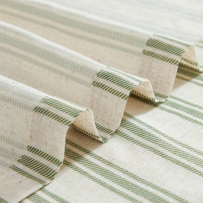 Curtainking Striped Kitchen Curtain Linen Cafe Curtains Semi-Sheer Rustic Farmhouse Tier Curtains Rod Pocket 2 Panels