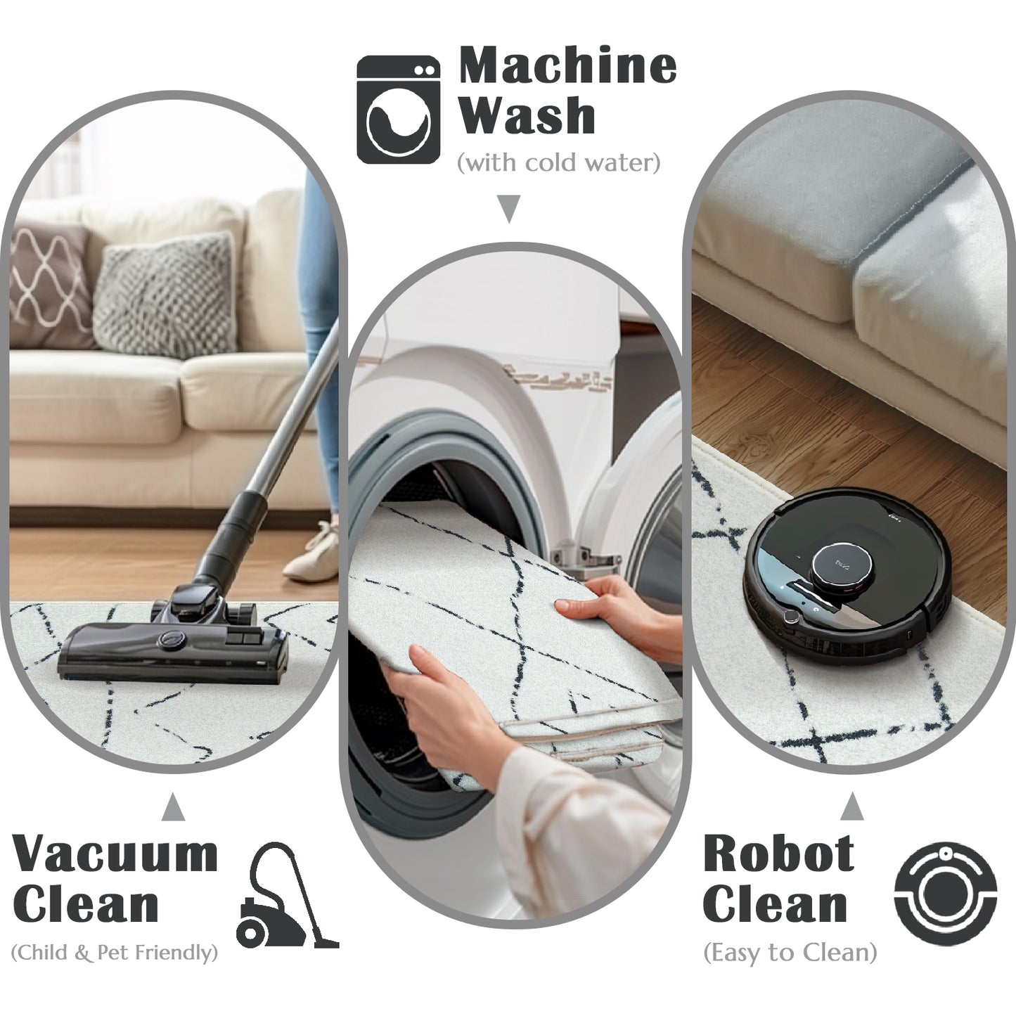 RUGKING Modern Area Rug Washable Rug Boho Carpet Non Slip Mat for Dinning Room Living Room Bedroom