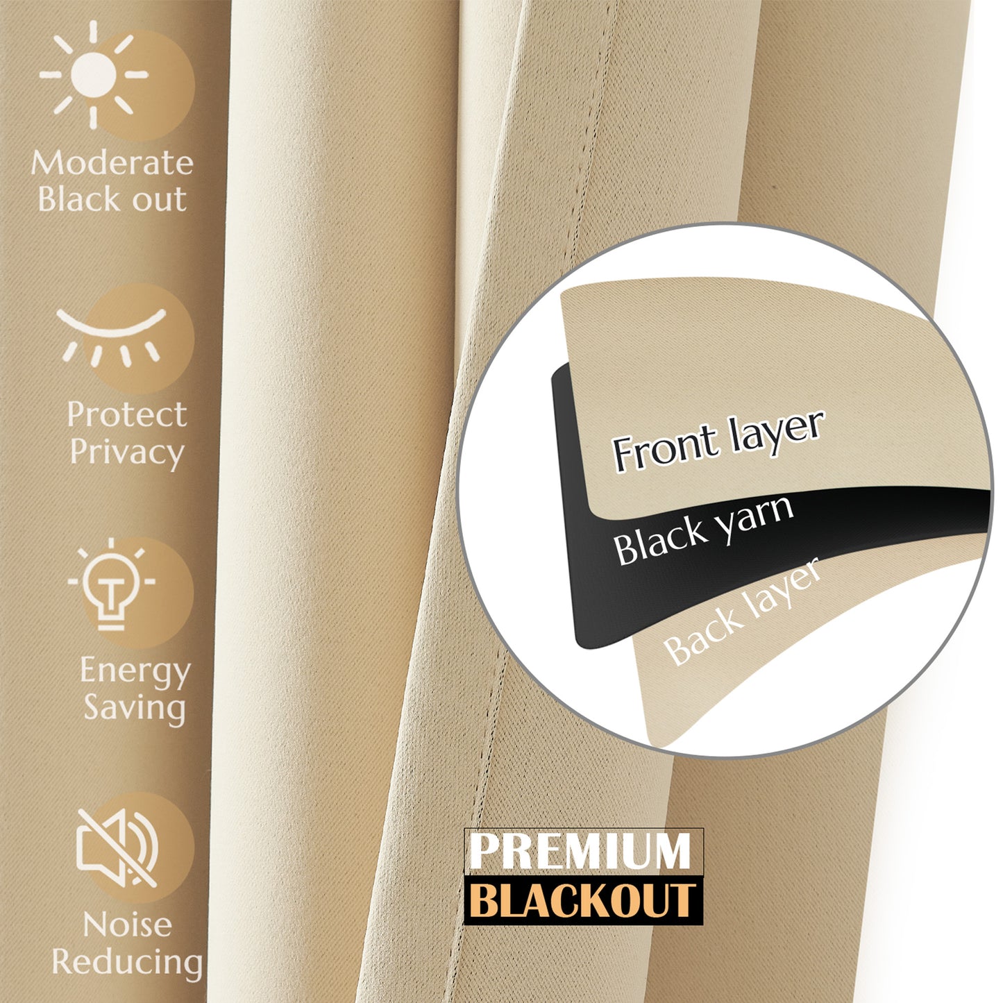 Curtainking Black out Curtain and Drapes Thermal Insulated Grommet Curtains for Living Room 2 Panels