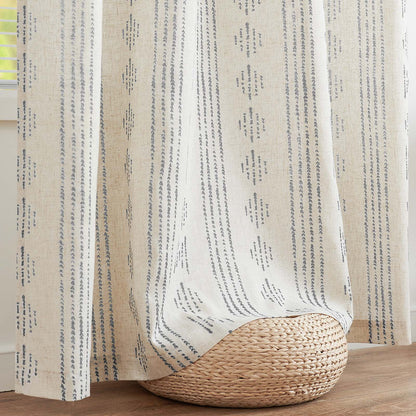 Curtainking Linen Blend Curtains Light Filtering Geometric Striped Boho Farmhouse Grommet Curtains for Living Room Pack of 2