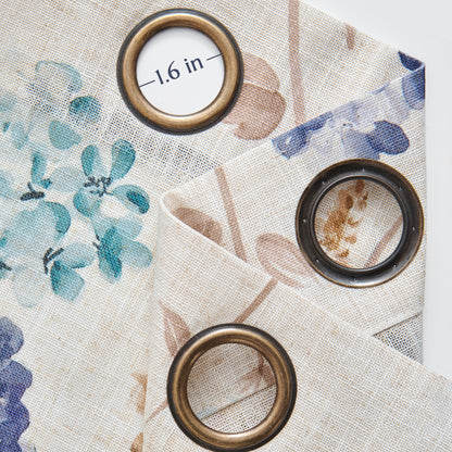 CURTAINKING Farmhouse Linen Curtains for Living Room Bedroom Floral Patterned Light Filtering Linen Blend Curtain Burlap Effect Drape Window Treatments 2 Panels