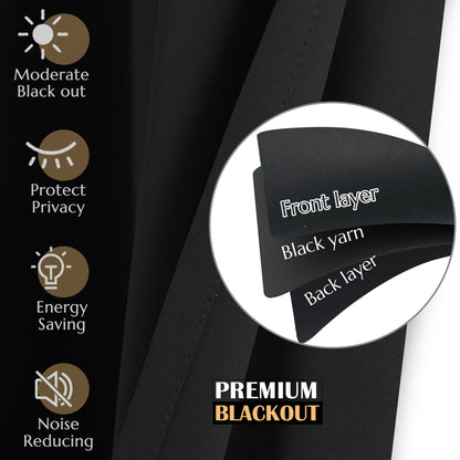 Curtainking Black out Curtain and Drapes Thermal Insulated Grommet Curtains for Living Room 2 Panels
