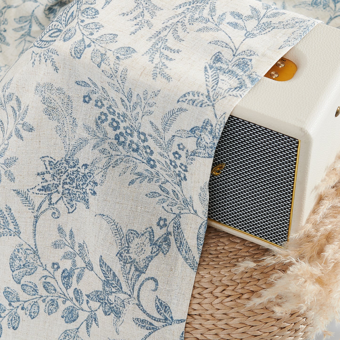 Curtainking Rod Pocket Valance Farmhouse Floral Printed Valance for Kitchen Filtering Small Curtain 1 Panel