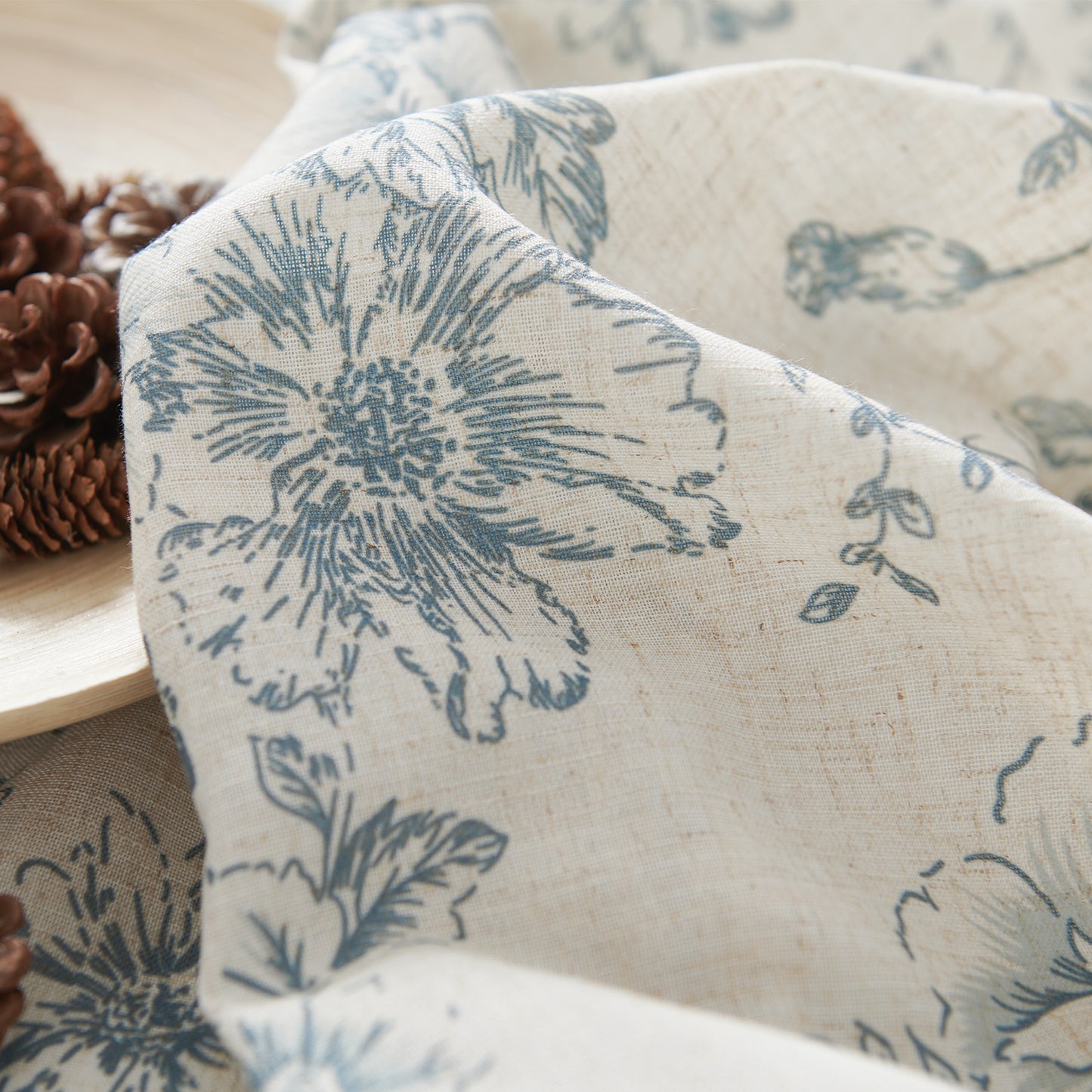 CURTAINKING Linen Curtains Floral Curtains for Living Room Curtains Rod Pocket Back Tab Farmhouse Peony Flower Patterned Drapes Bedroom Window Curtain Set 2 Panels