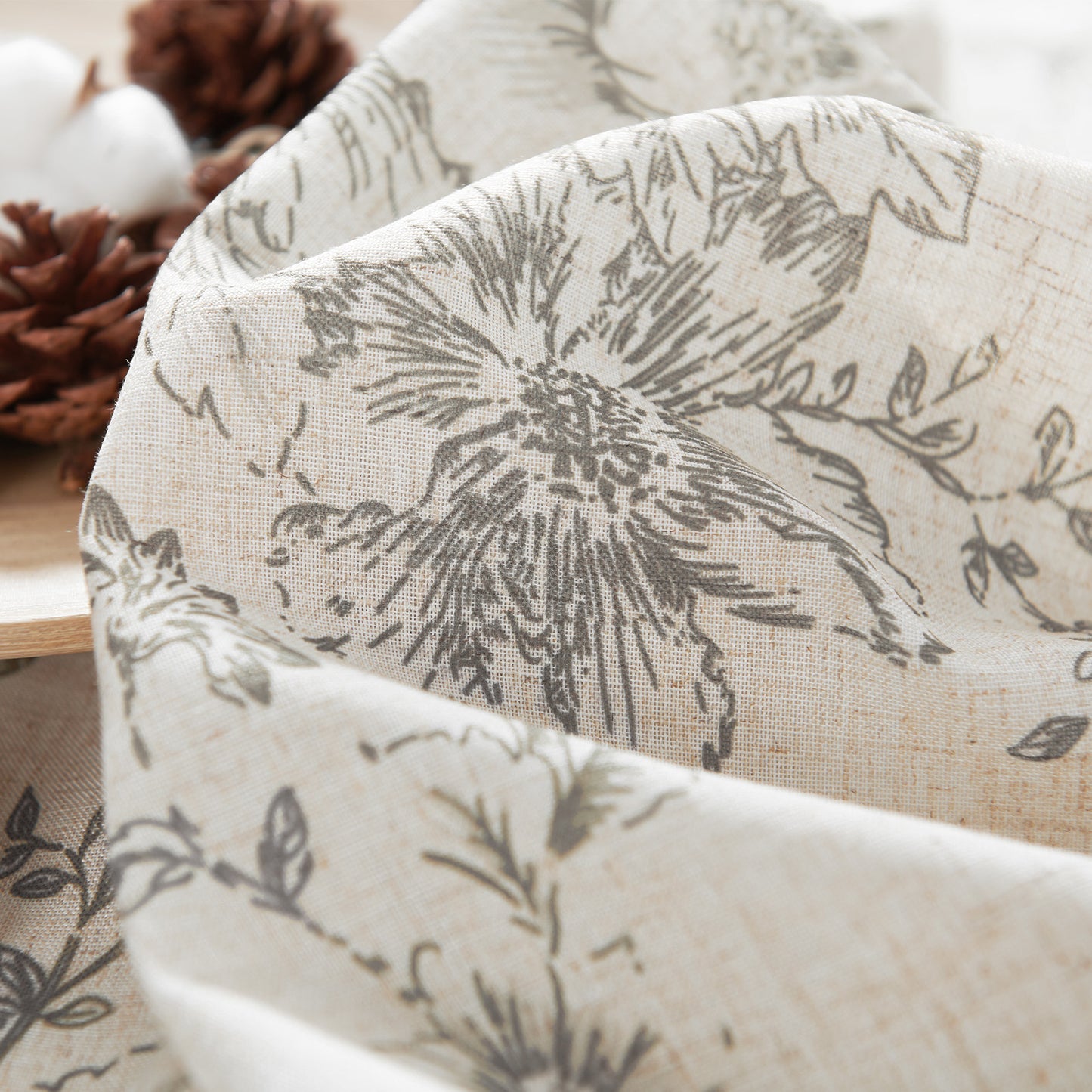 CURTAINKING Linen Curtains Floral Curtains for Living Room Curtains Rod Pocket Back Tab Farmhouse Peony Flower Patterned Drapes Bedroom Window Curtain Set 2 Panels