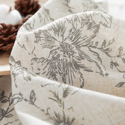 CURTAINKING Linen Curtains Floral Curtains for Living Room Curtains Rod Pocket Back Tab Farmhouse Peony Flower Patterned Drapes Bedroom Window Curtain Set 2 Panels