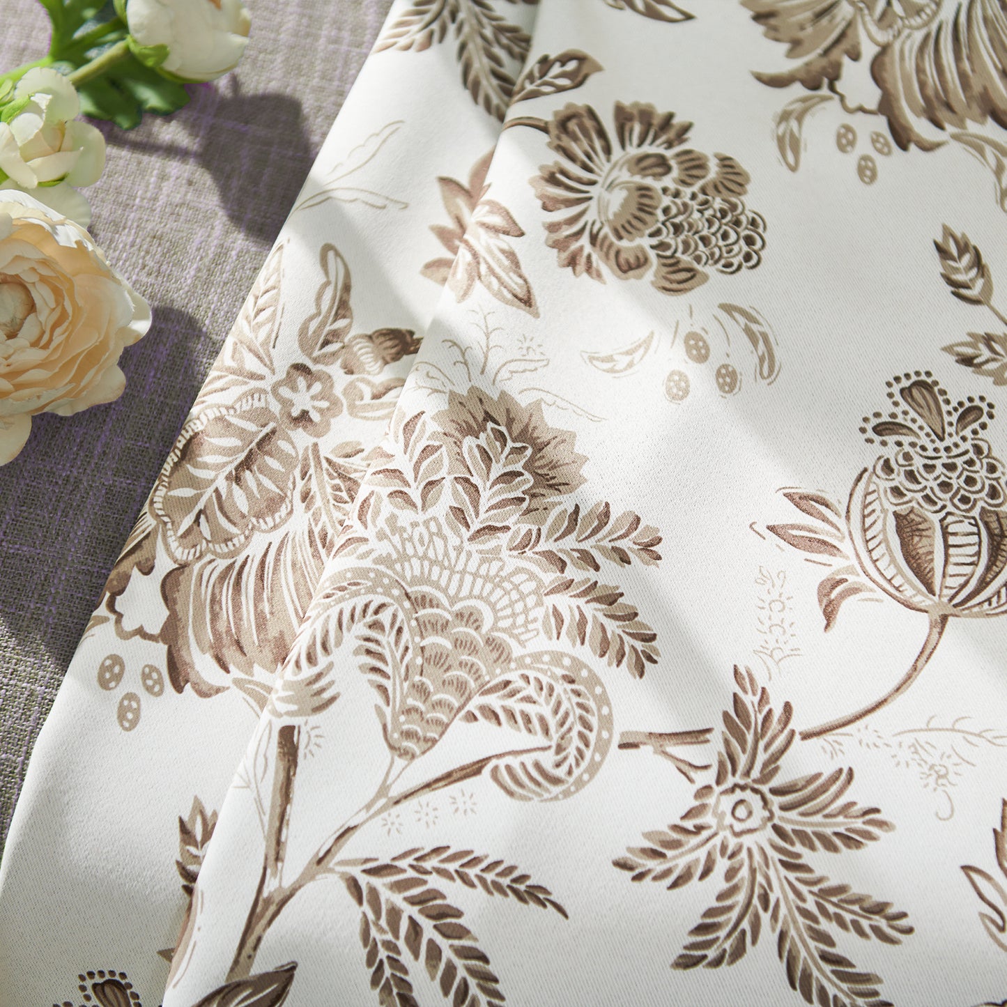 Curtainking Luxury Look Farmhouse Floral Print Rod Pocket Blackout Curtains 2 Panels