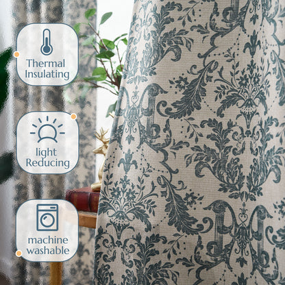 Curtainking Blackout Curtains for Bedroom Thermal Curtains Floral Patterned Living Room Vintage Country Curtain