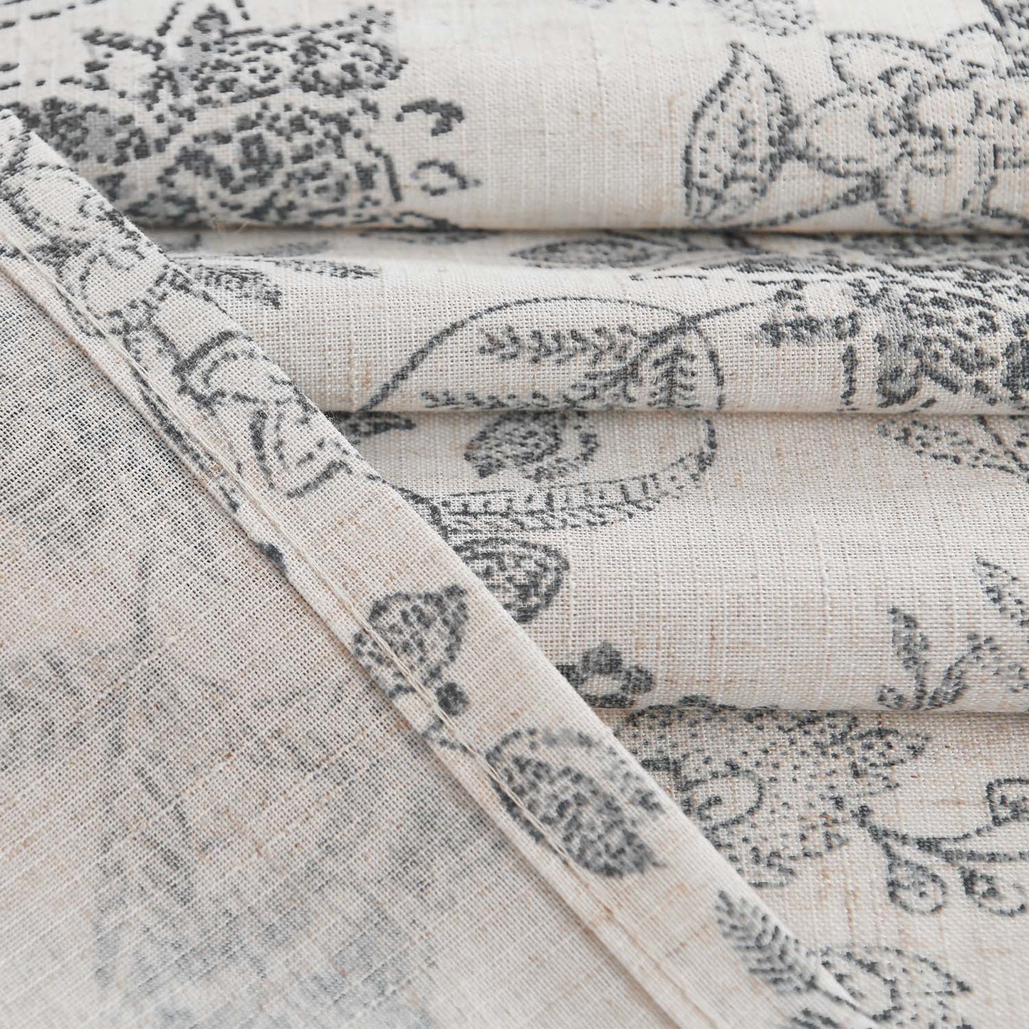 Curtainking Floral Curtains Linen Farmhouse Curtains for Living Room Country Curtains Grommet Top Semi Sheer Curtains Light Filtering 2 Panels