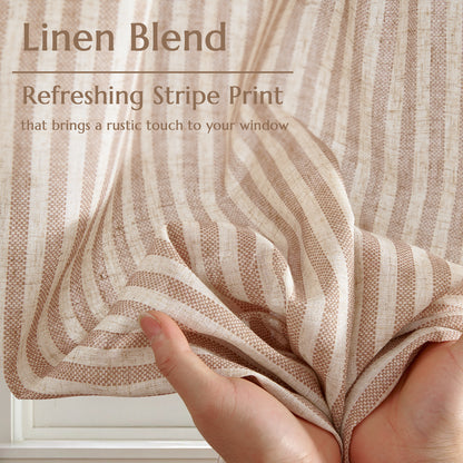 Curtainking Striped Kitchen Curtain Linen Cafe Curtains Semi-Sheer Rustic Farmhouse Tier Curtains Rod Pocket 2 Panels