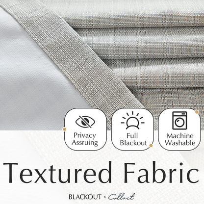 Curtainking Blackout Curtains Linen Textured Drapes for Bedroom Grommet 2 Panels