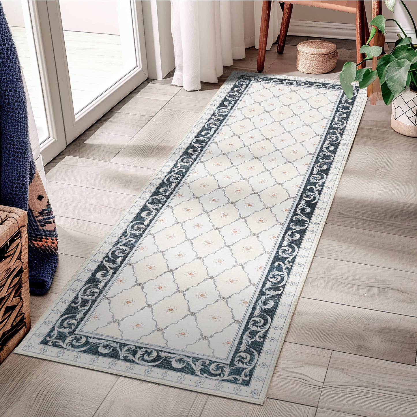 RUGKING Area Rug Multi Color Vintage Doormat Kitchen Floor Cover Indoor Soft Floral Mat Retro Accent Rug Bathroom Living Room Bedroom Office