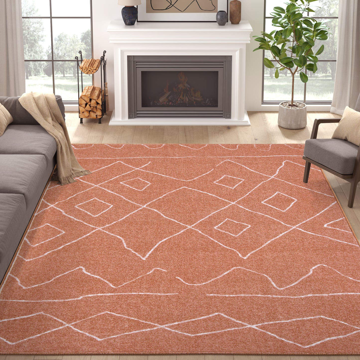 RUGKING Modern Area Rug Washable Rug Boho Carpet Non Slip Mat for Dinning Room Living Room Bedroom