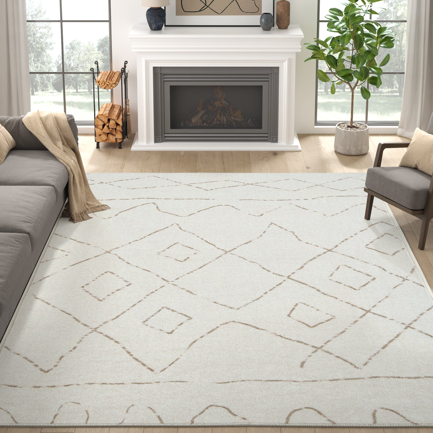 RUGKING Modern Area Rug Washable Rug Boho Carpet Non Slip Mat for Dinning Room Living Room Bedroom