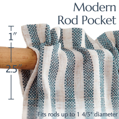 Curtainking Striped Kitchen Curtain Linen Cafe Curtains Semi-Sheer Rustic Farmhouse Tier Curtains Rod Pocket 2 Panels