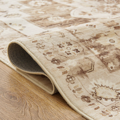 RUGROCKS Area Rug 5x7 Vintage Persian Rug Foldable Floral Print Accent Rug Retro IndoorNon Slip Carpet Kitchen Living Room Bedroom