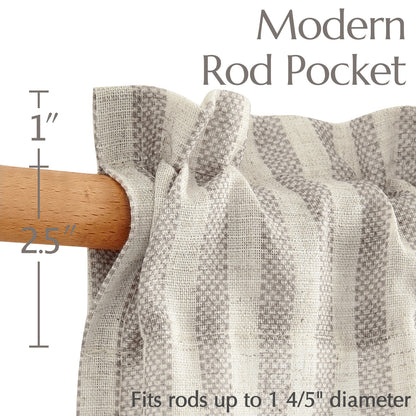 Curtainking Striped Kitchen Curtain Linen Cafe Curtains Semi-Sheer Rustic Farmhouse Tier Curtains Rod Pocket 2 Panels